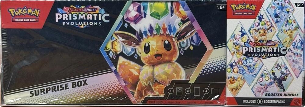 Prismatic Evolutions Booster Bundle + Surprise Box Bundle Pokémon TCG sealed product from Pixel and Packs